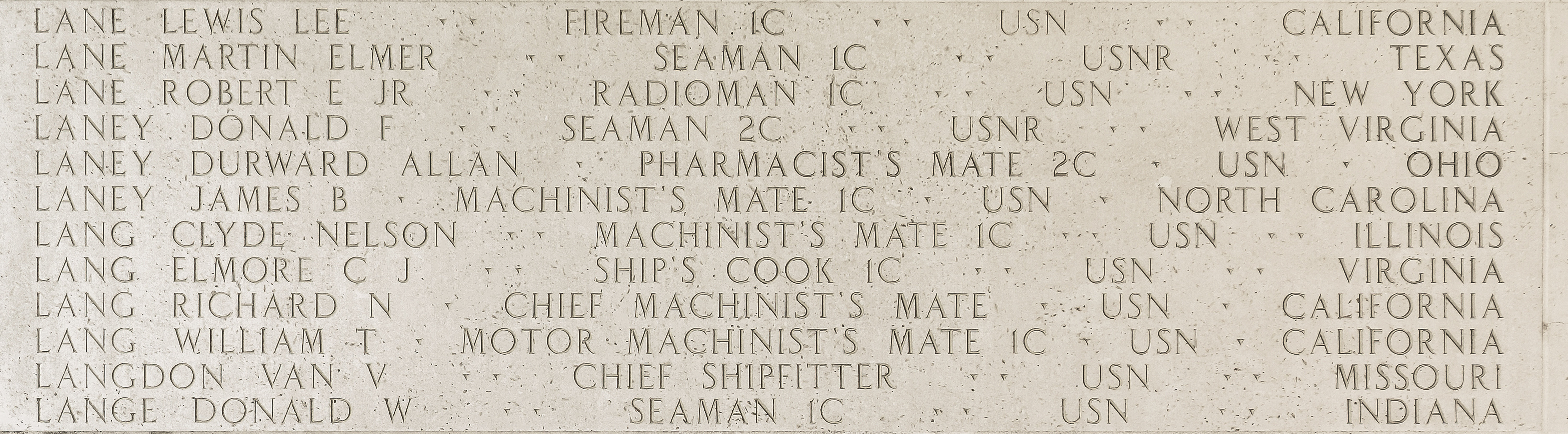 Durward Allan Laney, Pharmacist's Mate Second Class